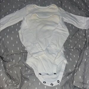 White Long Sleeve Baby Onesie